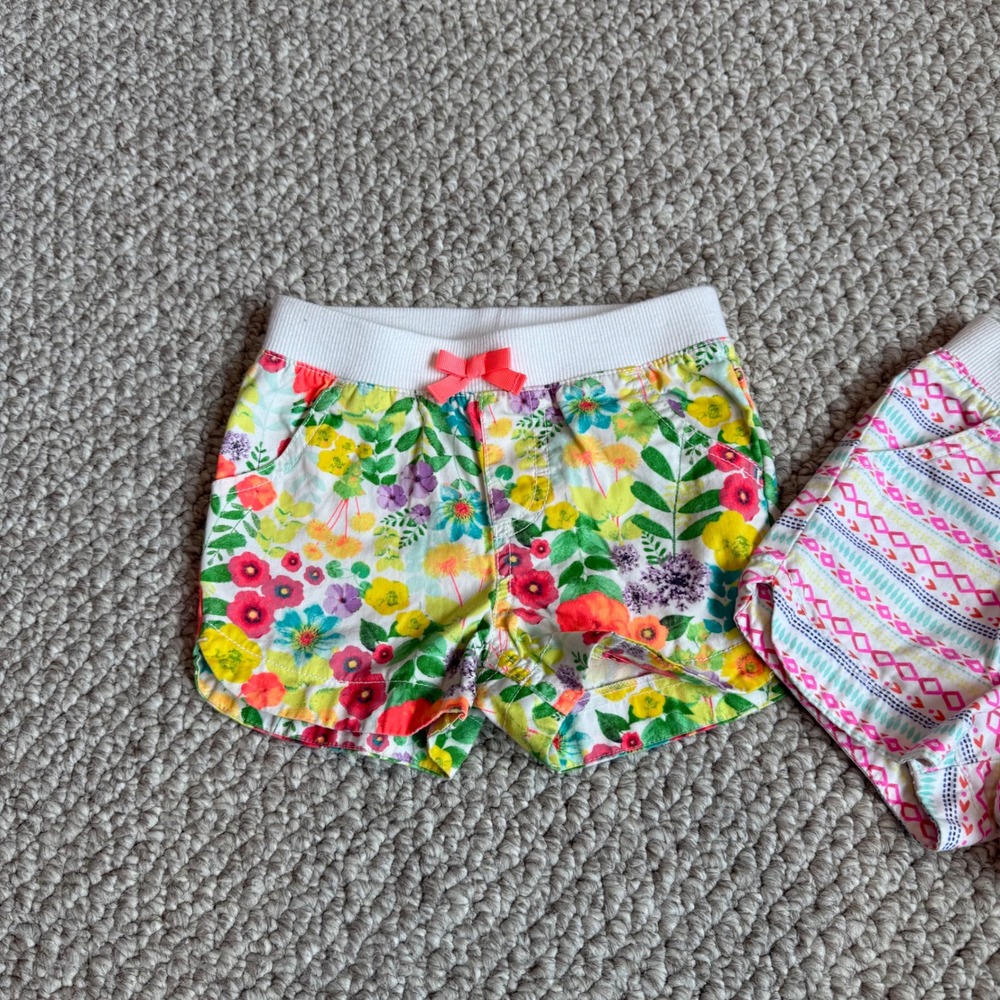 Cherokee Girls Size 2T Floral Stripes Shorts Set Play Summer - Picture 2 of 7